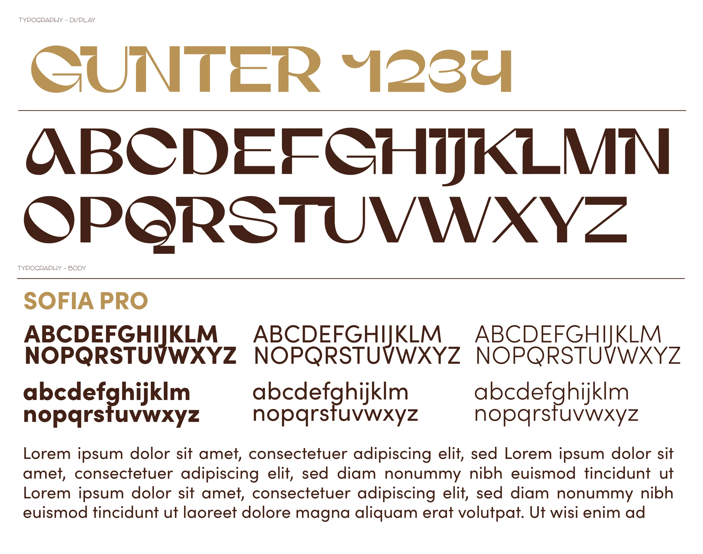 Atelier Cacao typography: Gunter and Sofia Pro