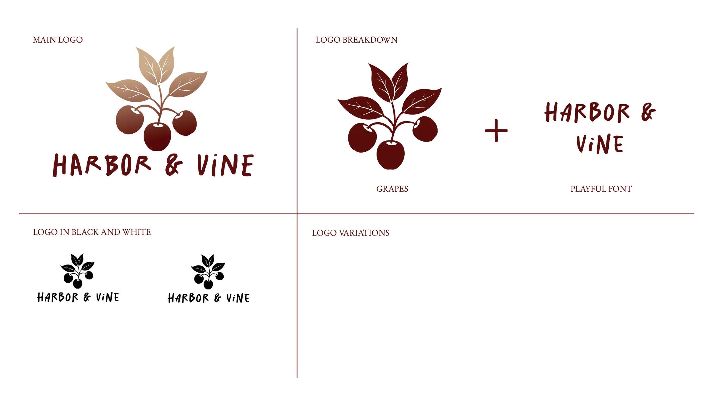Harbor & Vine main logo, breakdown and variations