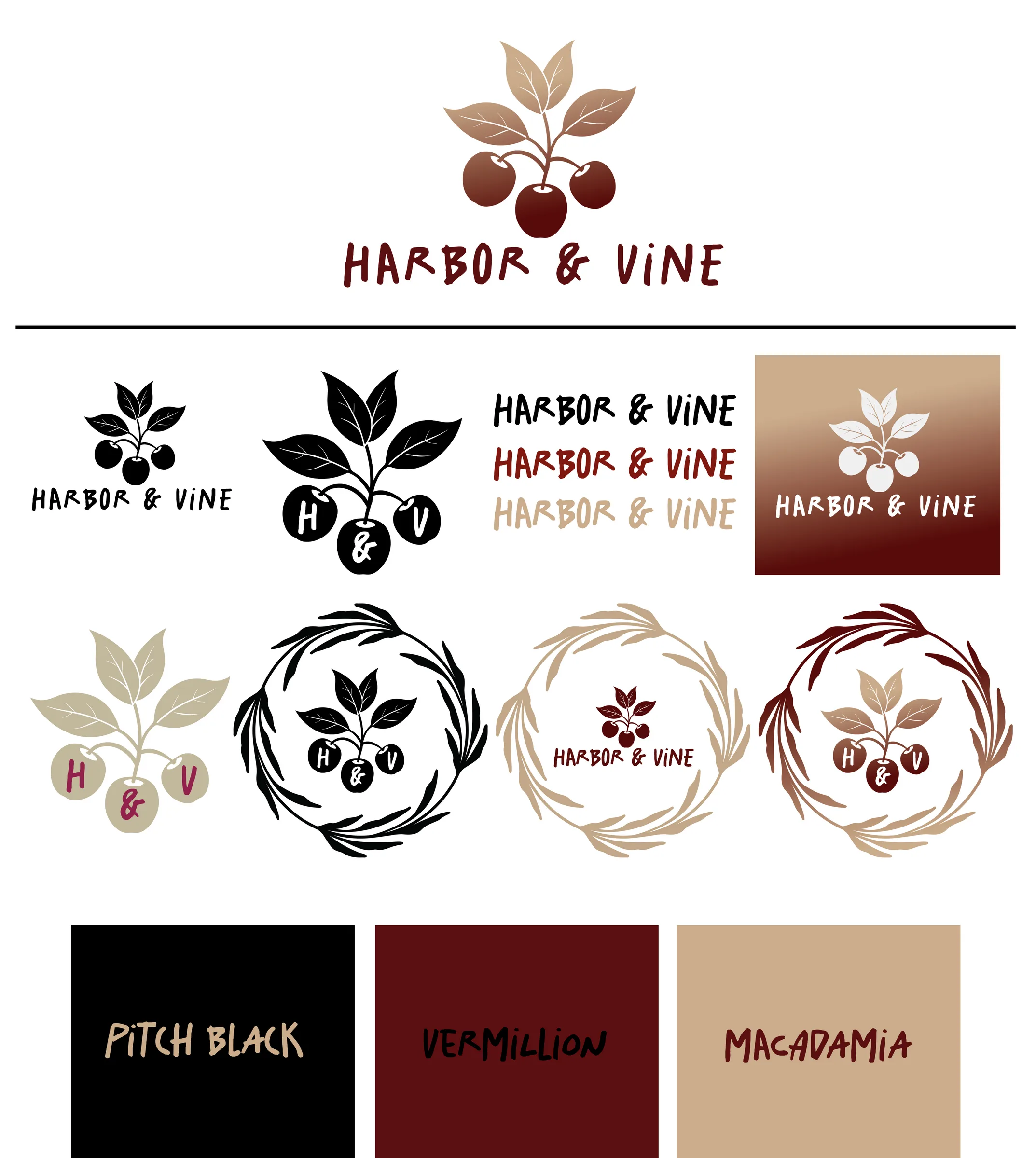 Harbor & Vine logo suite and palette