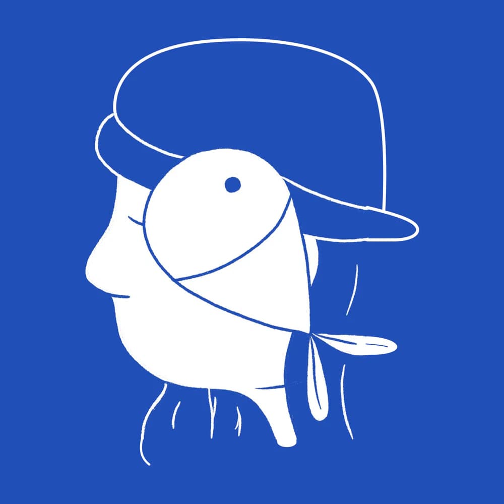 Advertising & Media: a face in profile under a hat